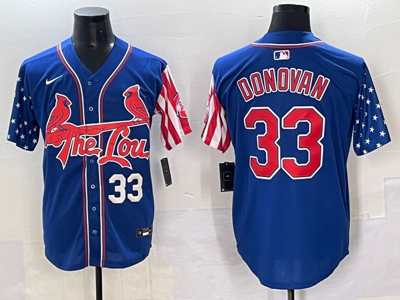 Men 2025 St.Louis Cardinals #33 Donovan Blue a generation of national flags Joint Name Nike MLB Jersey style 2